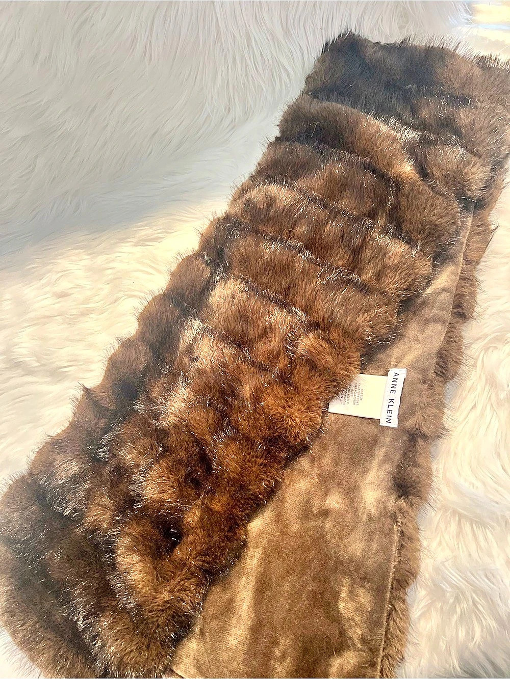 Anne Klein Faux Fur Scarf in Brown Like New